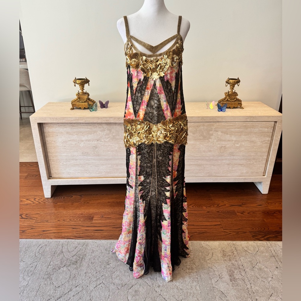 ROBERTO CAVALLI 2012 embellished backless gown IT 40